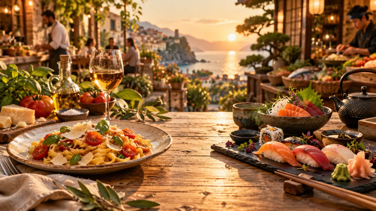 Table gastronomique inspirée des cuisines italienne et japonaise