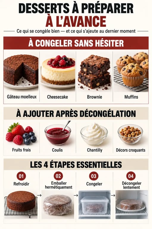 Desserts à préparer à l’avance et congeler : emballage, congélation et décongélation