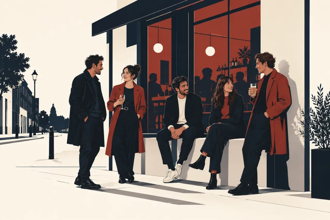 Sortie pour une soirée entre amis en ville après une activité